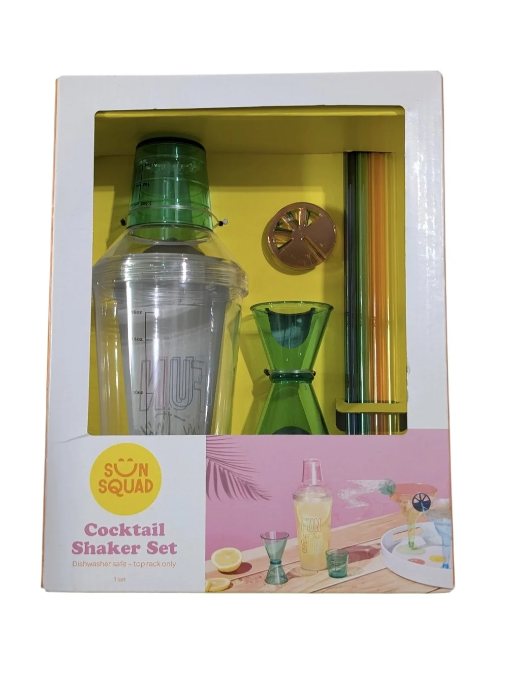 Sun Squad Cocktail Shaker Set With Accessories